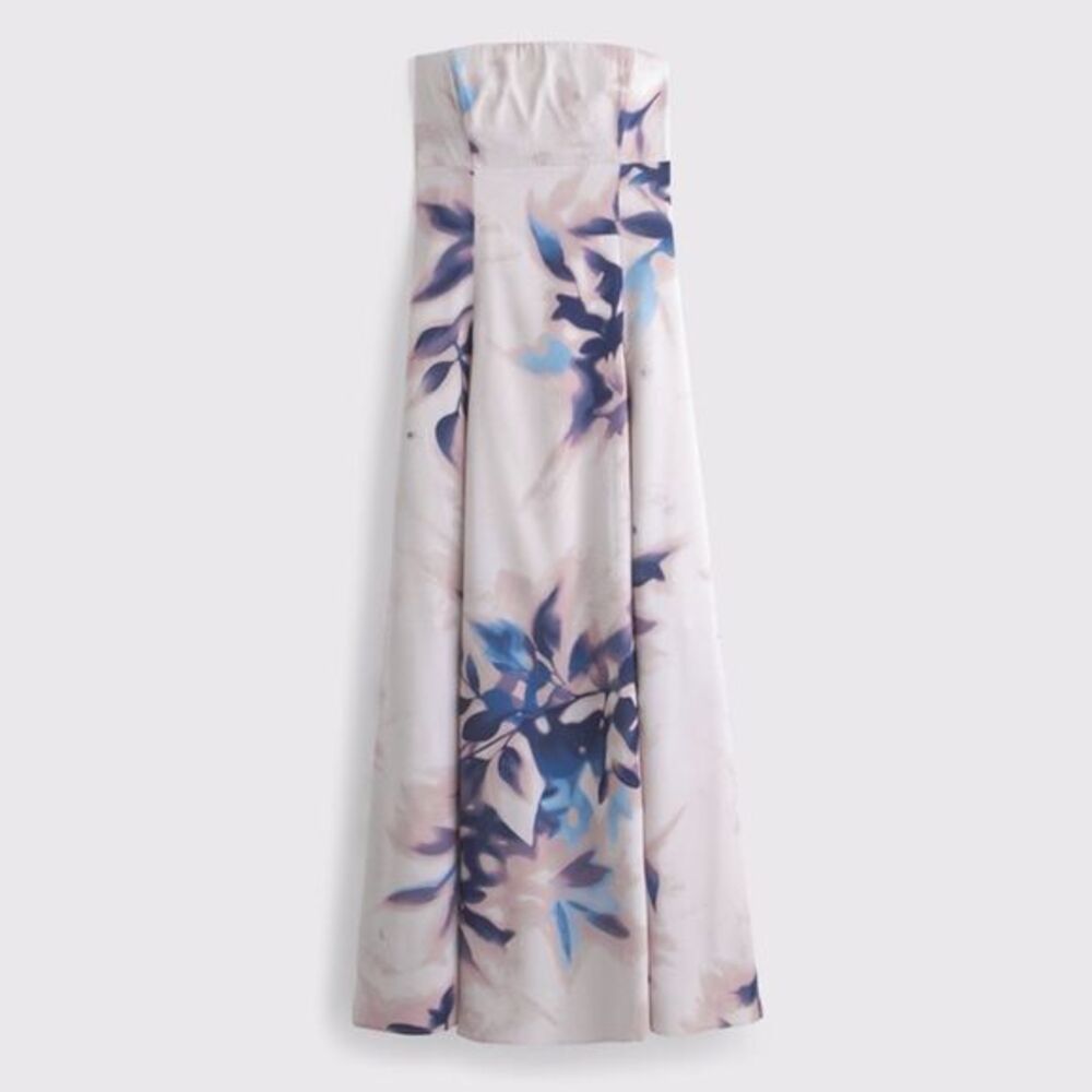 Abercrombie & Fitch NWT Godet Clasp-Back Midi Dress in Light Purple Pattern Size